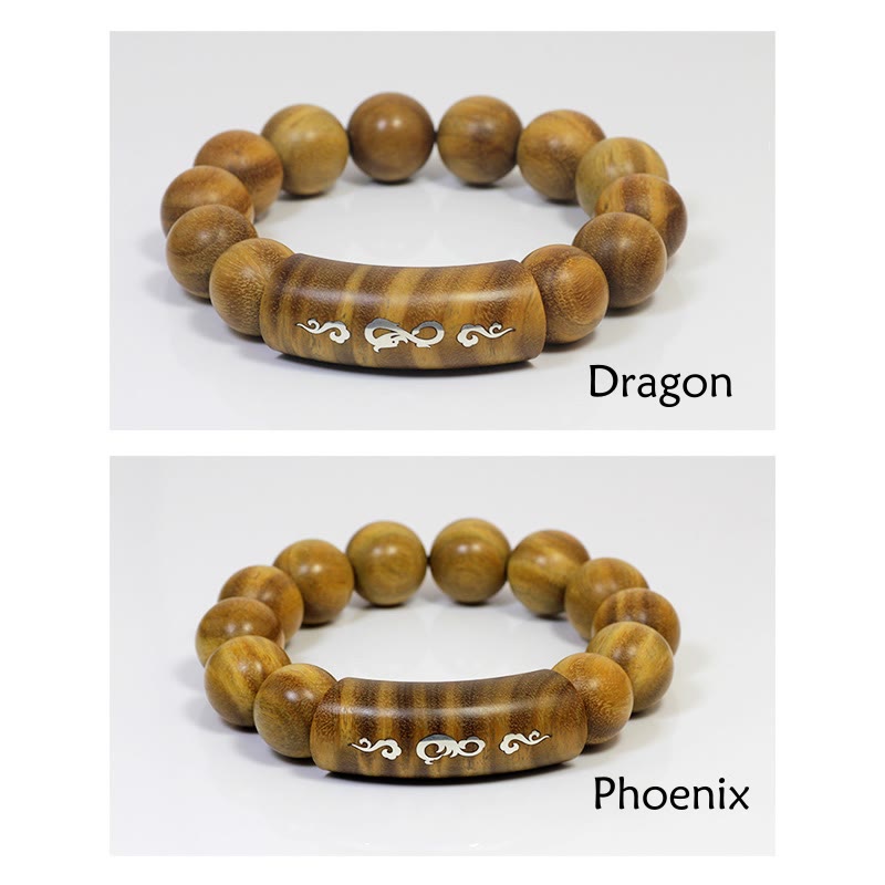 Bracelet de paix Om Mani Padme Hum en bois de santal vert 8 mm