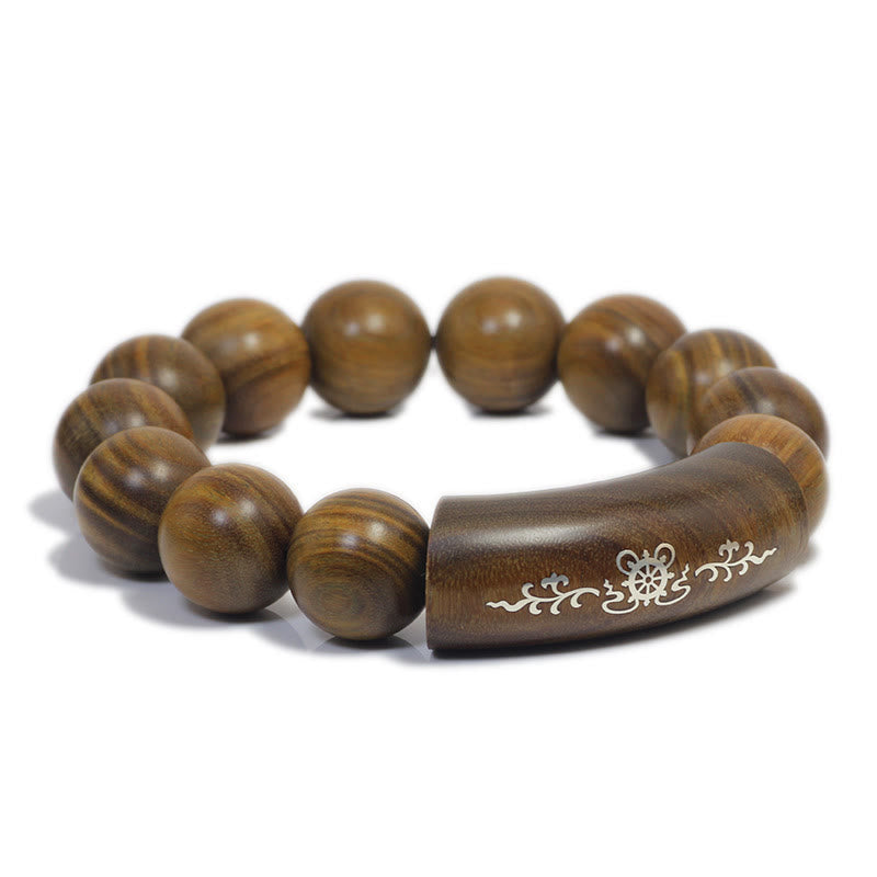 Bracelet de paix Om Mani Padme Hum en bois de santal vert 8 mm