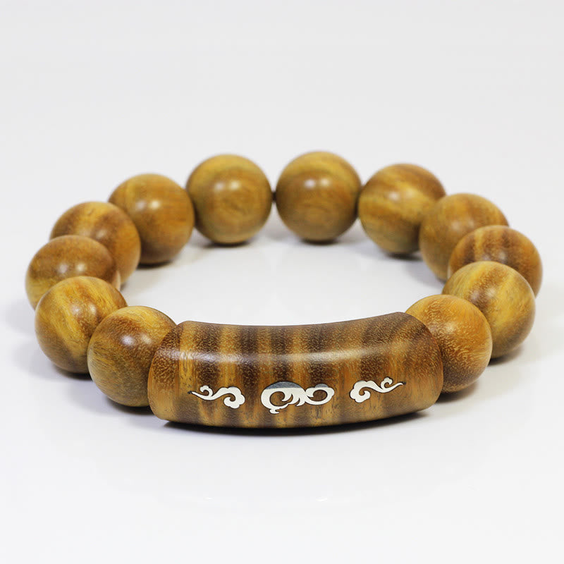 Bracelet de paix Om Mani Padme Hum en bois de santal vert 8 mm