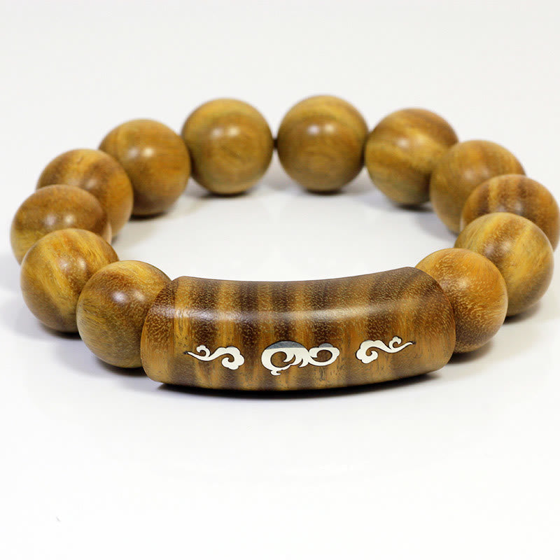 Bracelet de paix Om Mani Padme Hum en bois de santal vert 8 mm