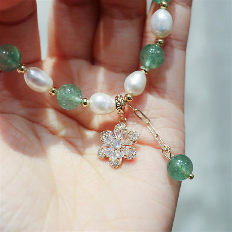 Bracelet d'amour en quartz fraise vert 8 mm pour le calme et la guérison