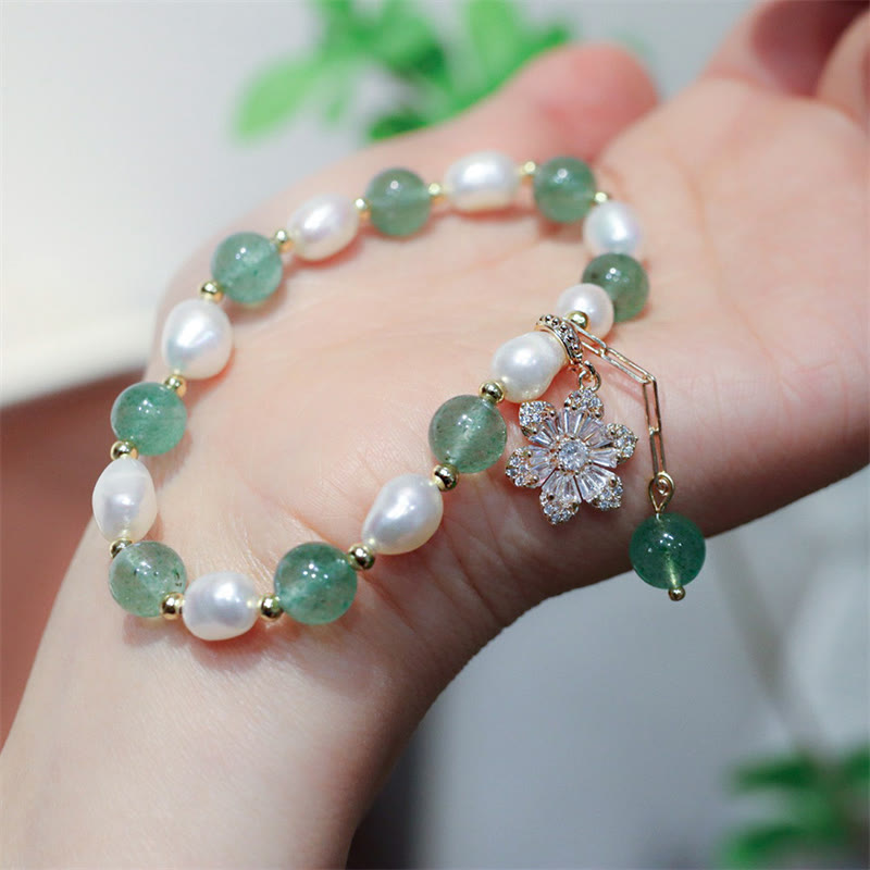 Bracelet d'amour en quartz fraise vert 8 mm pour le calme et la guérison