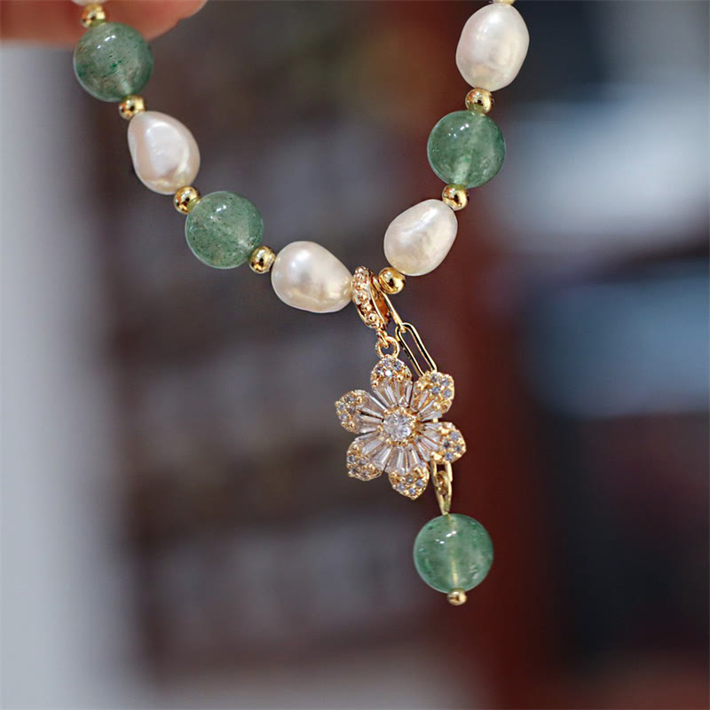 Bracelet d'amour en quartz fraise vert 8 mm pour le calme et la guérison