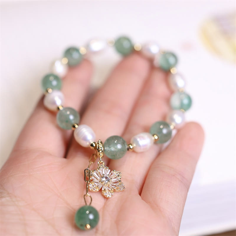 Bracelet d'amour en quartz fraise vert 8 mm pour le calme et la guérison