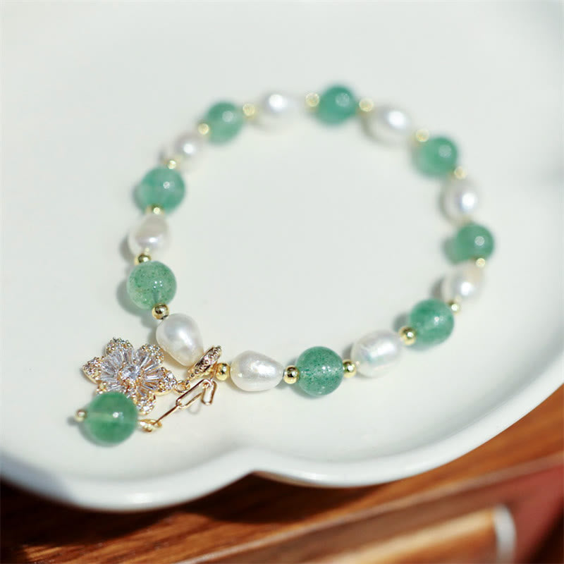 Bracelet d'amour en quartz fraise vert 8 mm pour le calme et la guérison