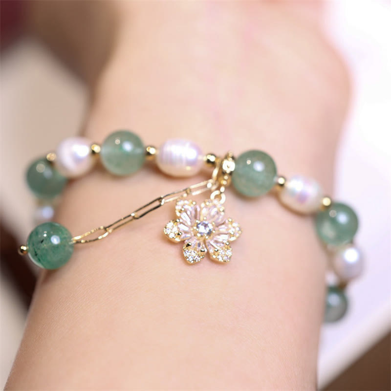 Bracelet d'amour en quartz fraise vert 8 mm pour le calme et la guérison