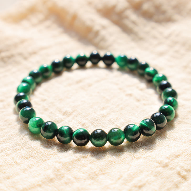 Bracelet de guérison et de croissance en œil de tigre vert de 8 mm