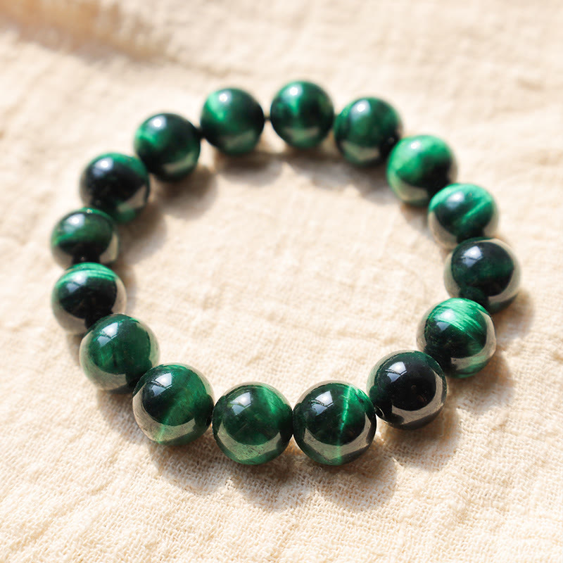 Bracelet de guérison et de croissance en œil de tigre vert de 8 mm