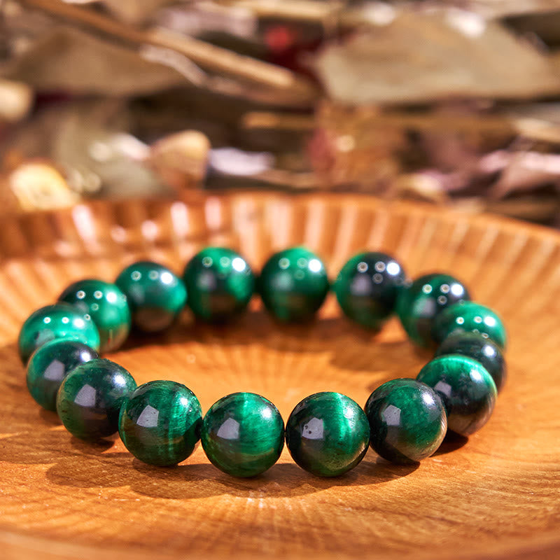 Bracelet de guérison et de croissance en œil de tigre vert de 8 mm