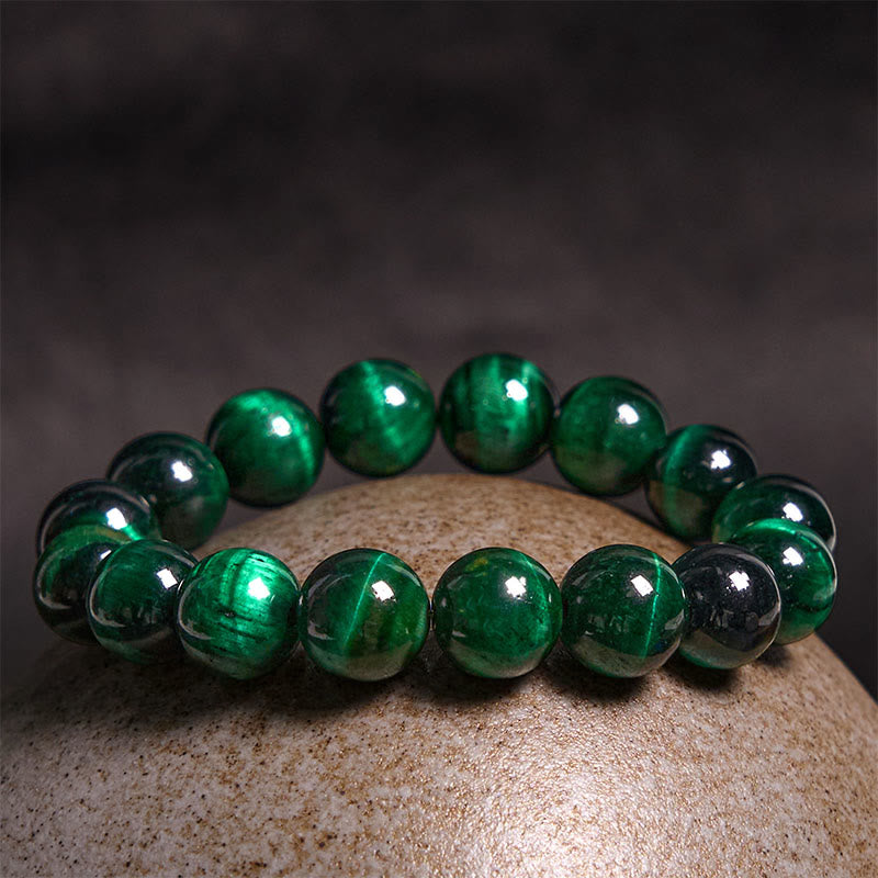 Bracelet de guérison et de croissance en œil de tigre vert de 8 mm