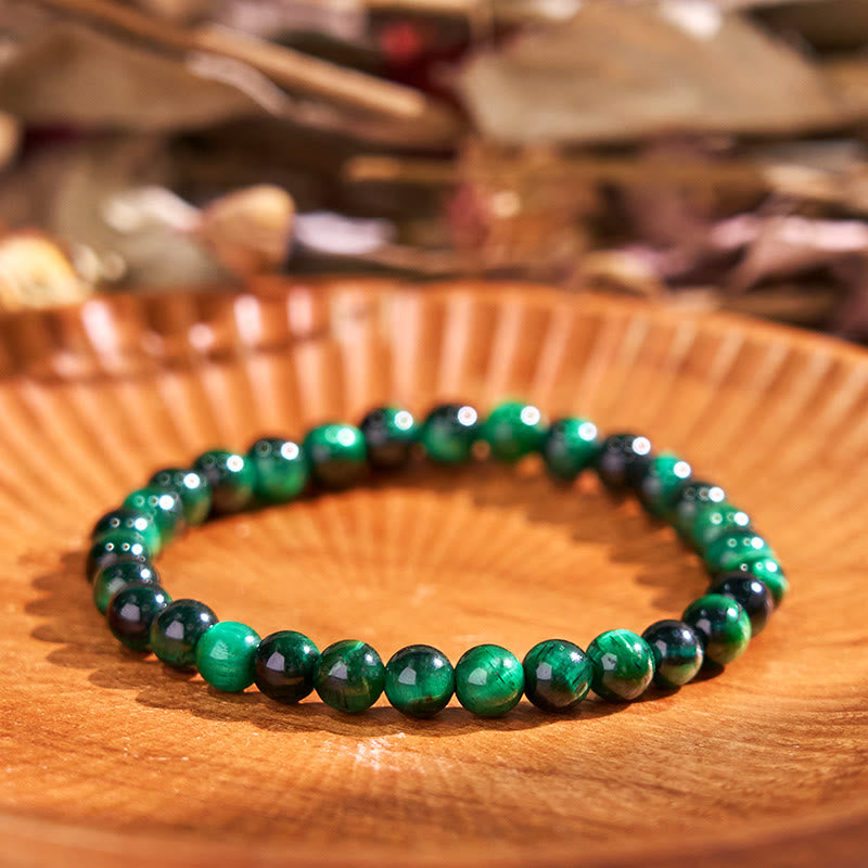 Bracelet de guérison et de croissance en œil de tigre vert de 8 mm