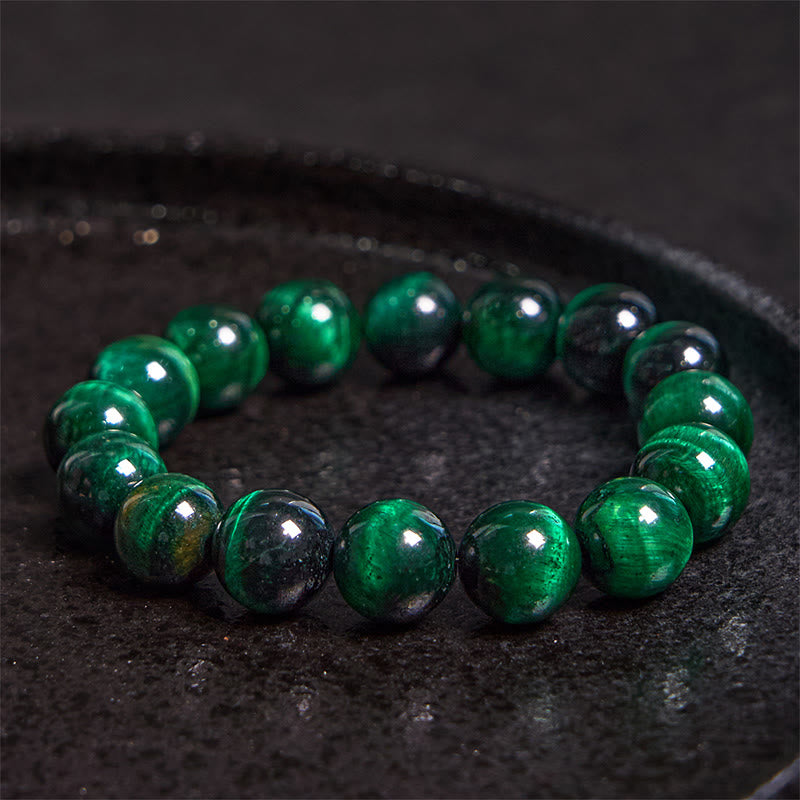 Bracelet de guérison et de croissance en œil de tigre vert de 8 mm