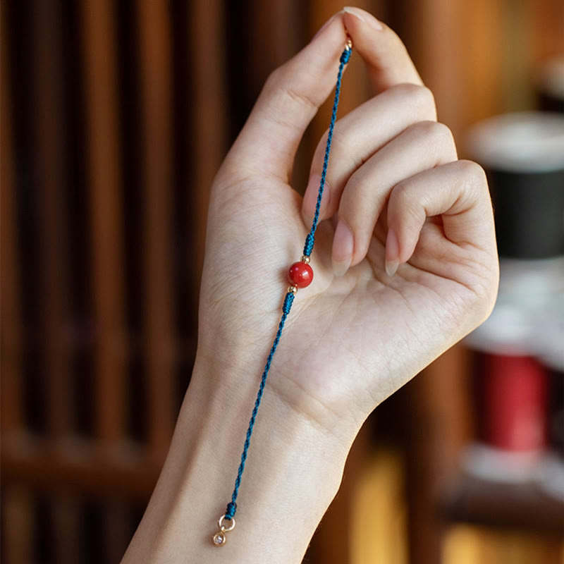 Bracelet de bénédiction en cinabre fait main de 8 mm pour la vitalité et la protection