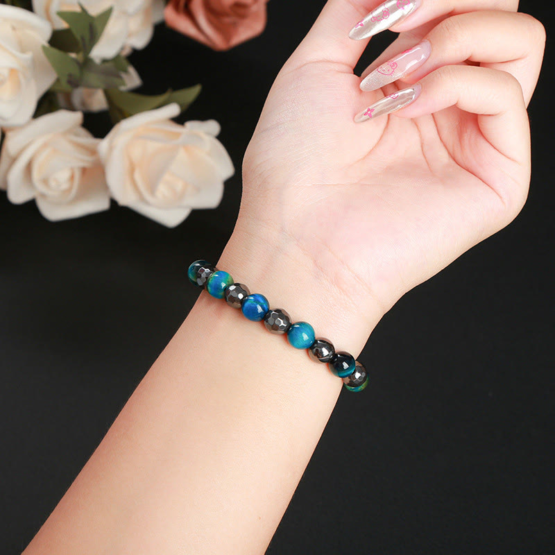 Ensemble de bracelets en hématite œil de tigre bleu 8 mm - Design Protection