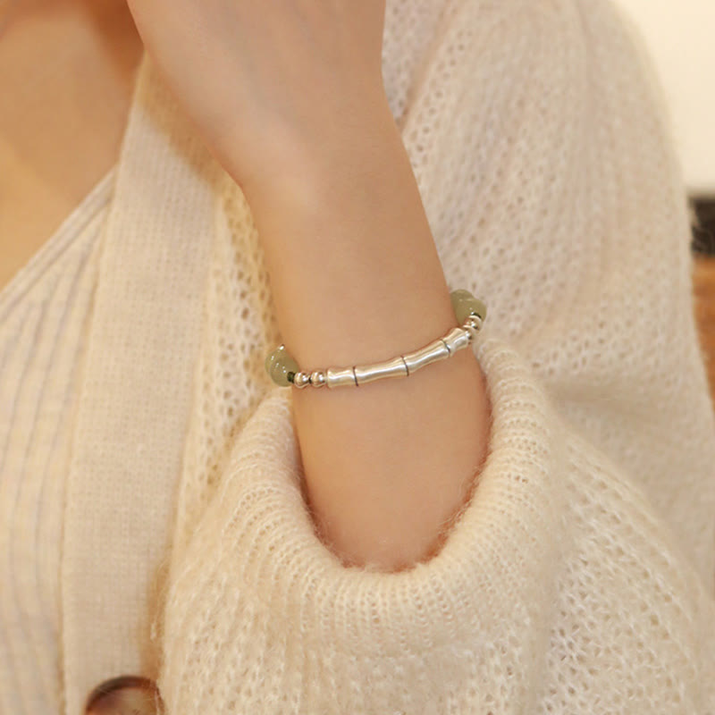 Bracelet d'abondance en jade Hetian de 8 mm avec personnage Fu