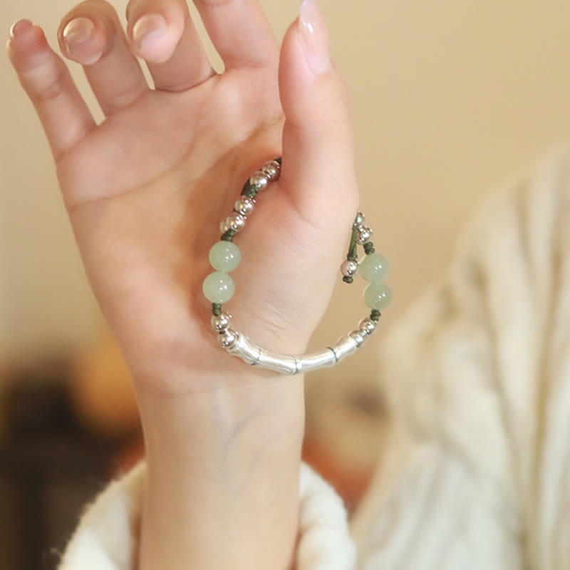 Bracelet d'abondance en jade Hetian de 8 mm avec personnage Fu