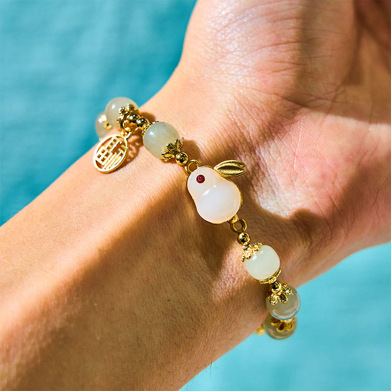 Bracelet d'abondance en jade Hetian de 8 mm avec personnage Fu