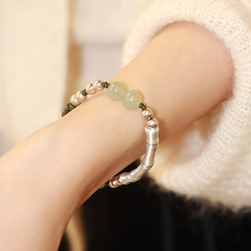 Bracelet d'abondance en jade Hetian de 8 mm avec personnage Fu