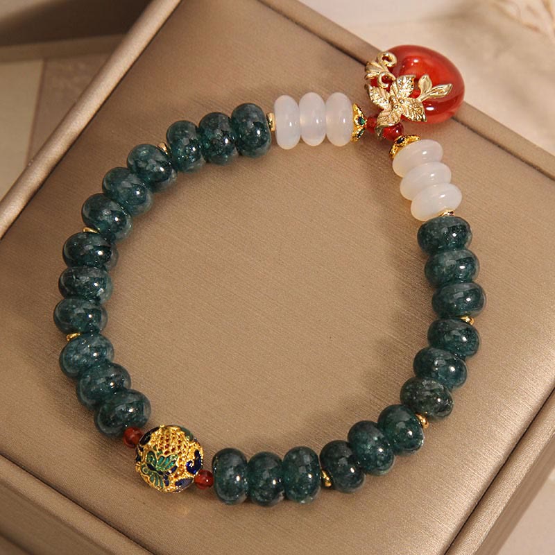 Bracelet porte-bonheur en jade, agate blanche et agate rouge, 8 mm, boucle de paix