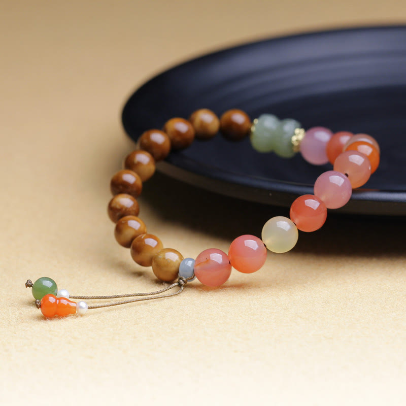 Bracelet de protection en jade Hetian et agate Yanyuan de 8 mm, graines de Kuka