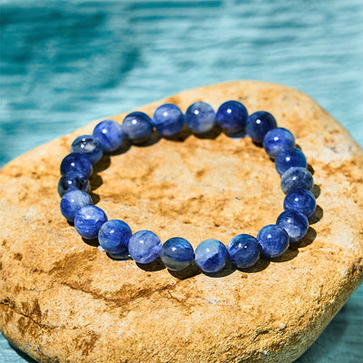 Bracelet de guérison spirituelle en cyanite de 8 mm pour le calme