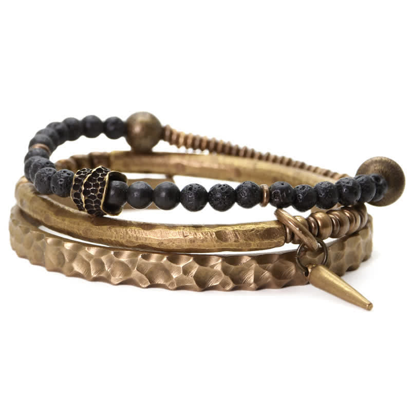 Bracelet d'équilibre spirituel en cuivre et pierre de lave de 8 mm