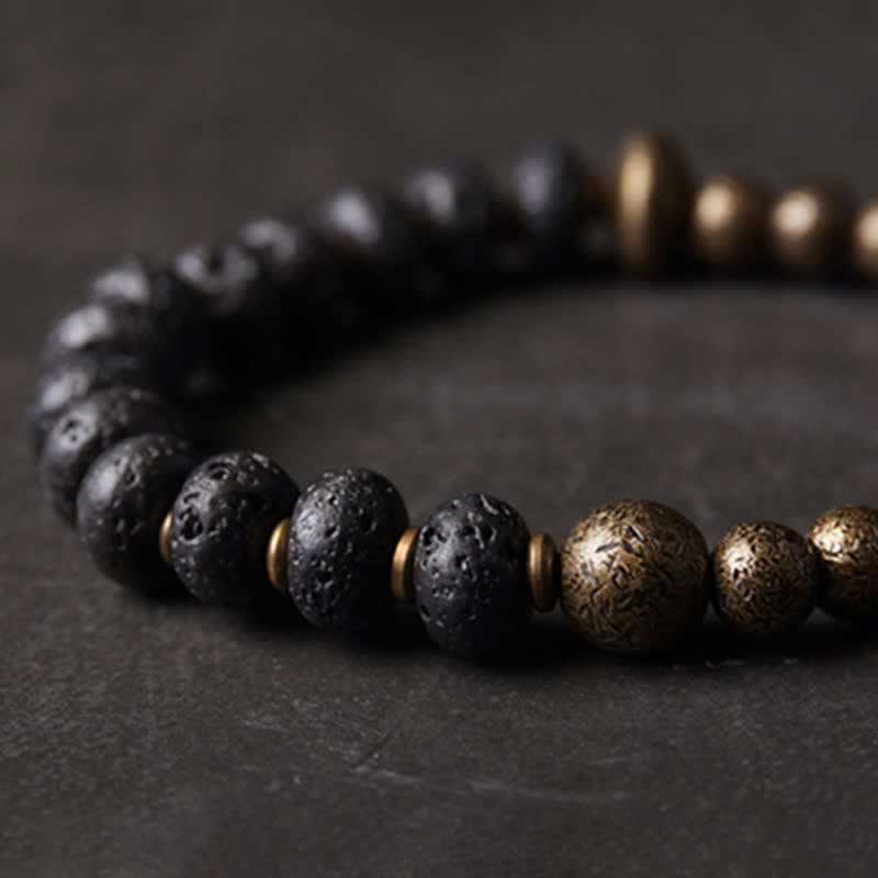 Bracelet d'équilibre spirituel en cuivre et pierre de lave de 8 mm