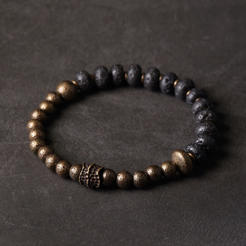 Bracelet d'équilibre spirituel en cuivre et pierre de lave de 8 mm