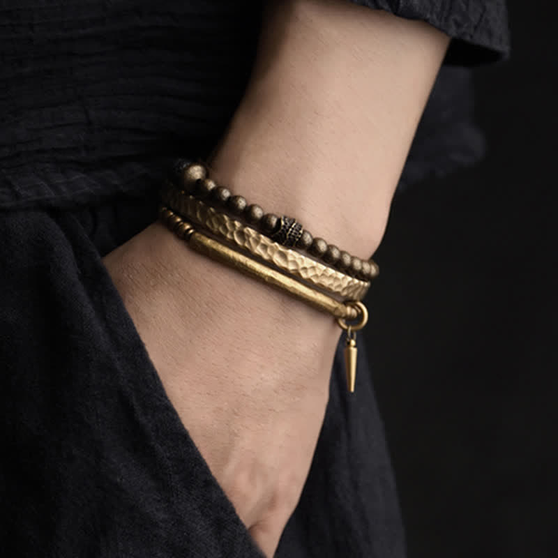 Bracelet d'équilibre spirituel en cuivre et pierre de lave de 8 mm