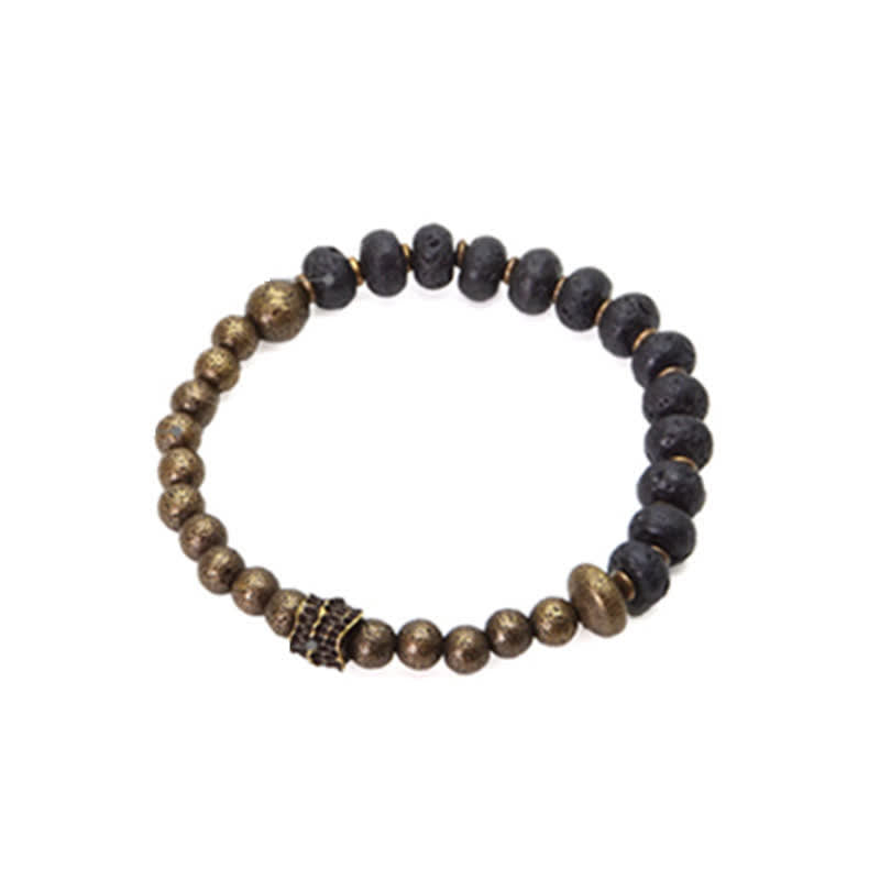 Bracelet d'équilibre spirituel en cuivre et pierre de lave de 8 mm
