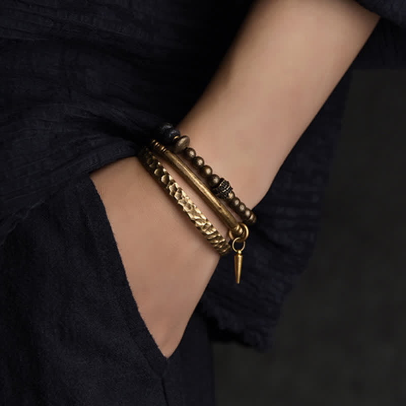 Bracelet d'équilibre spirituel en cuivre et pierre de lave de 8 mm