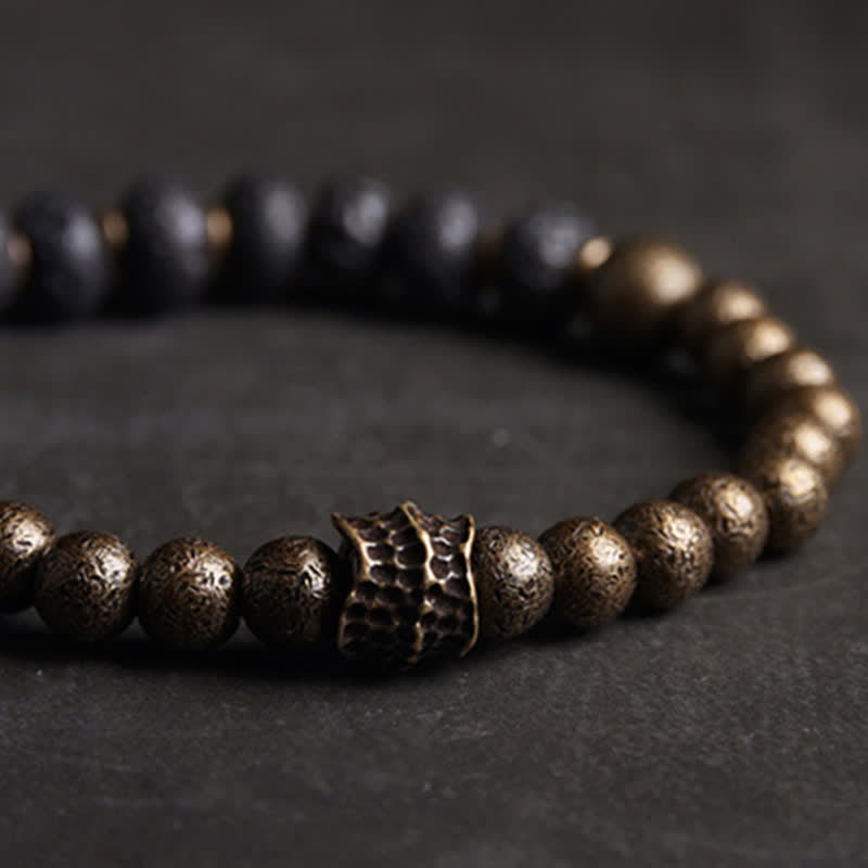 Bracelet d'équilibre spirituel en cuivre et pierre de lave de 8 mm