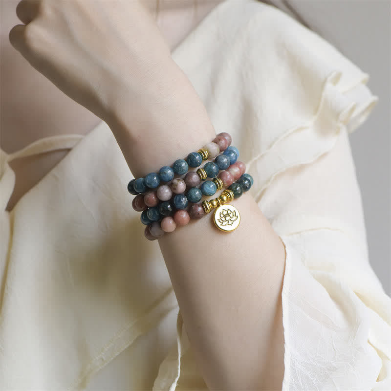 Bracelet Lotus 8 mm avec lazurite et jaspe Picasso pour l'équilibre