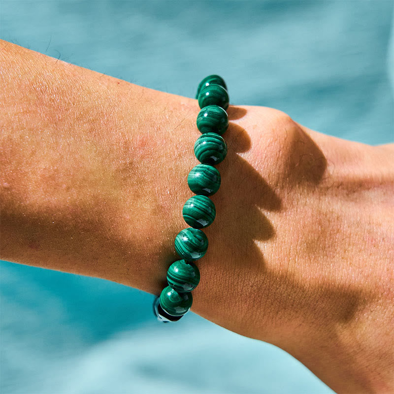 Bracelet de pureté curative en malachite et tourmaline noire de 8 mm