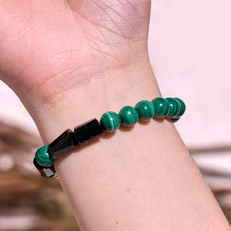 Bracelet unisexe Pureté Malachite Tourmaline Noire 8 mm