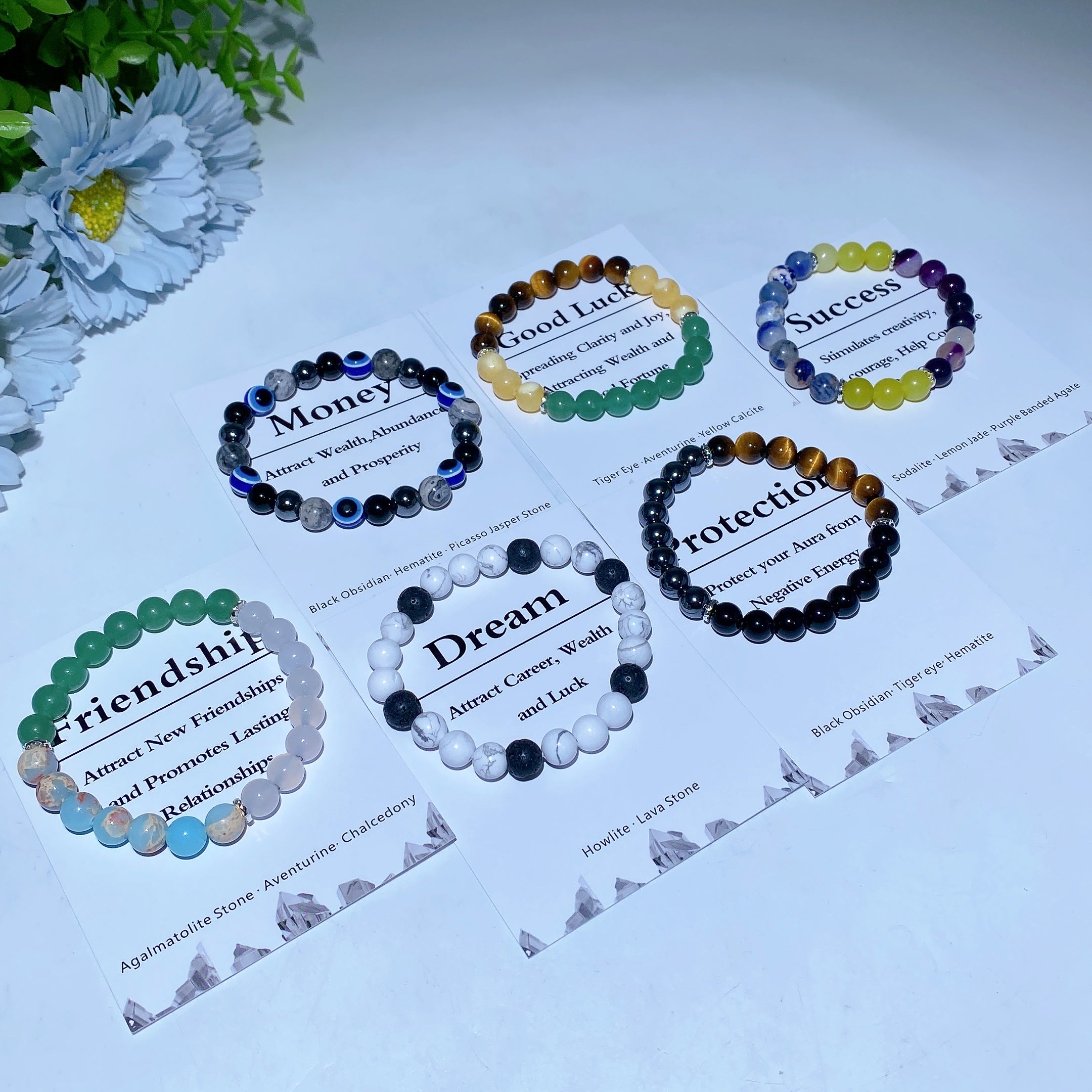 8mm Mixed Crystal Healing Energy Bracelet for Protection