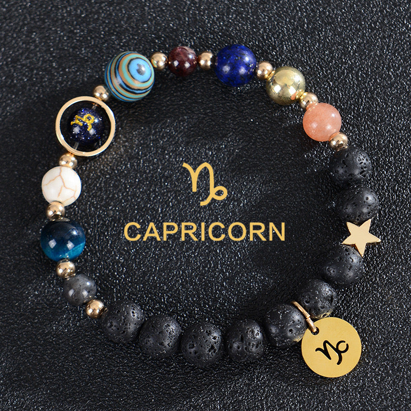 8mm Mixed Crystal Spiritual Protection Bracelet with Zodiac Charms