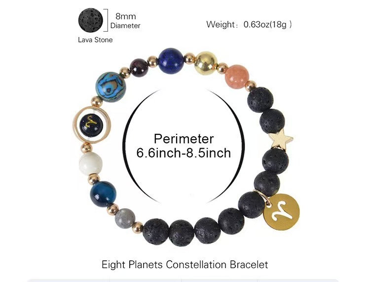 8mm Mixed Crystal Spiritual Protection Bracelet with Zodiac Charms