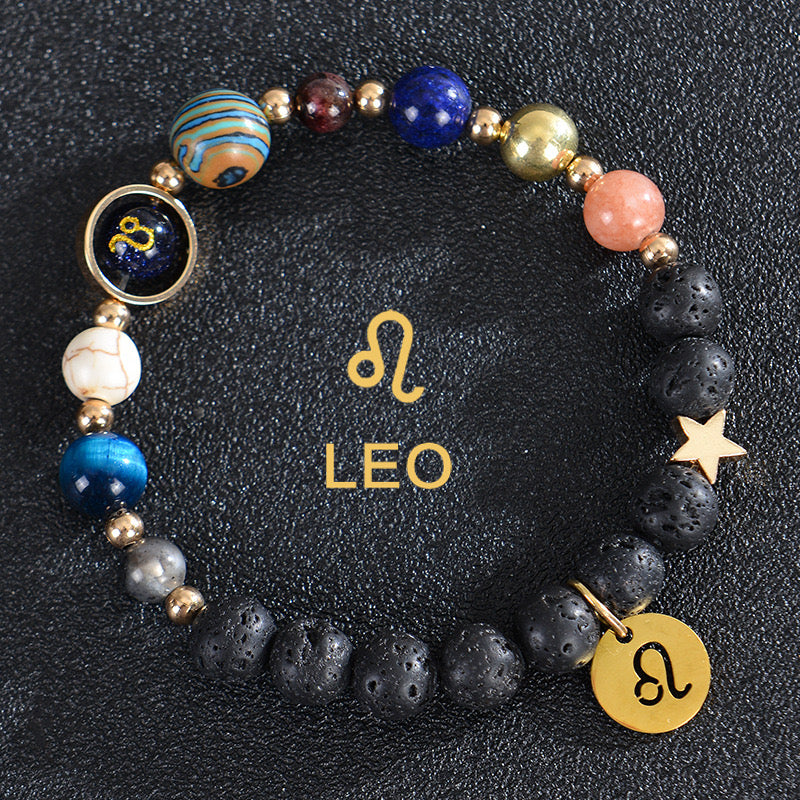 8mm Mixed Crystal Spiritual Protection Bracelet with Zodiac Charms
