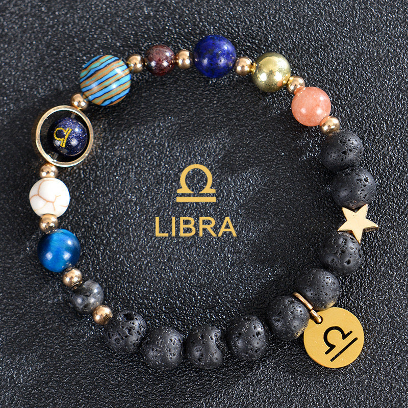 8mm Mixed Crystal Spiritual Protection Bracelet with Zodiac Charms