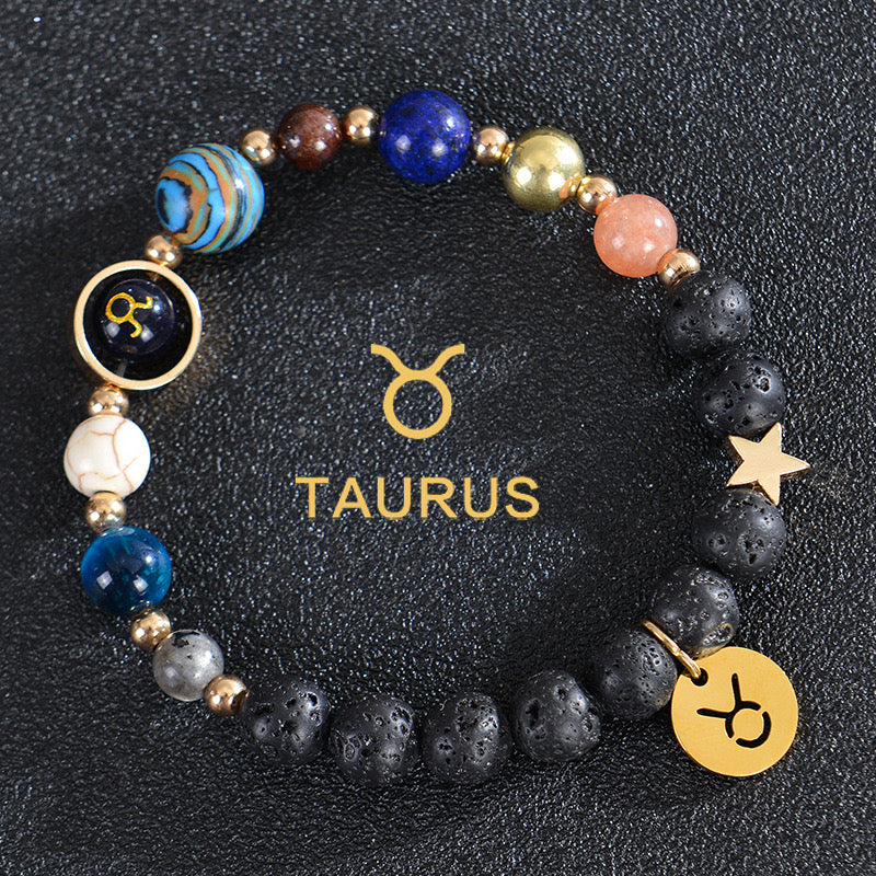 8mm Mixed Crystal Spiritual Protection Bracelet with Zodiac Charms