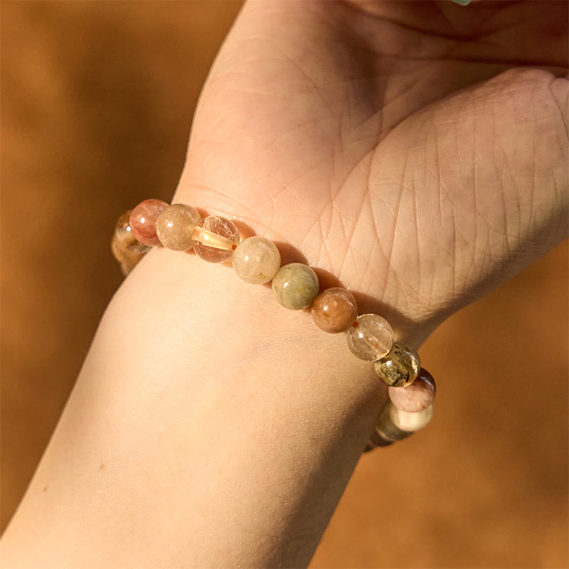 Bracelet de croissance spirituelle en quartz rutile multicolore de 8 mm
