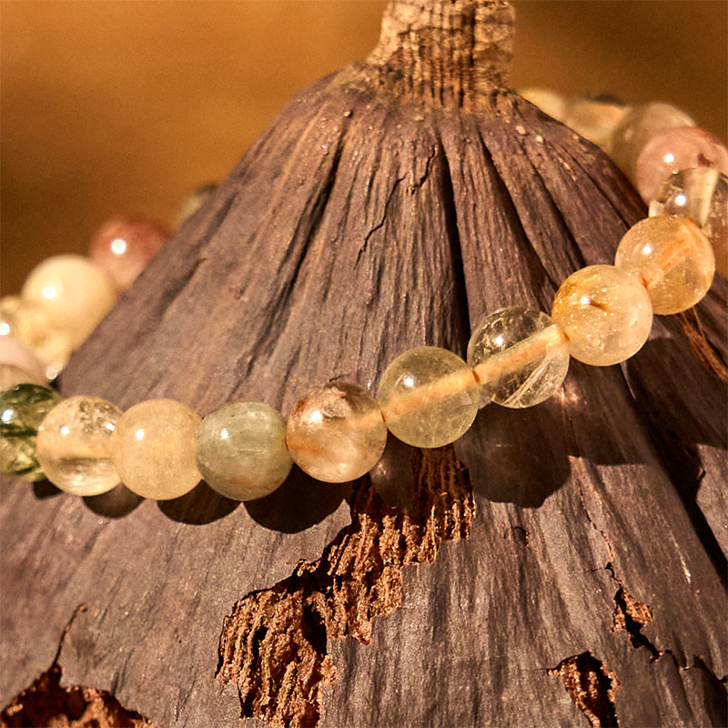 Bracelet de croissance spirituelle en quartz rutile multicolore de 8 mm