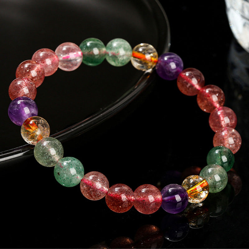 Bracelet Love en quartz fraise multicolore de 8 mm