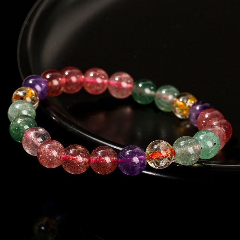Bracelet Love en quartz fraise multicolore de 8 mm