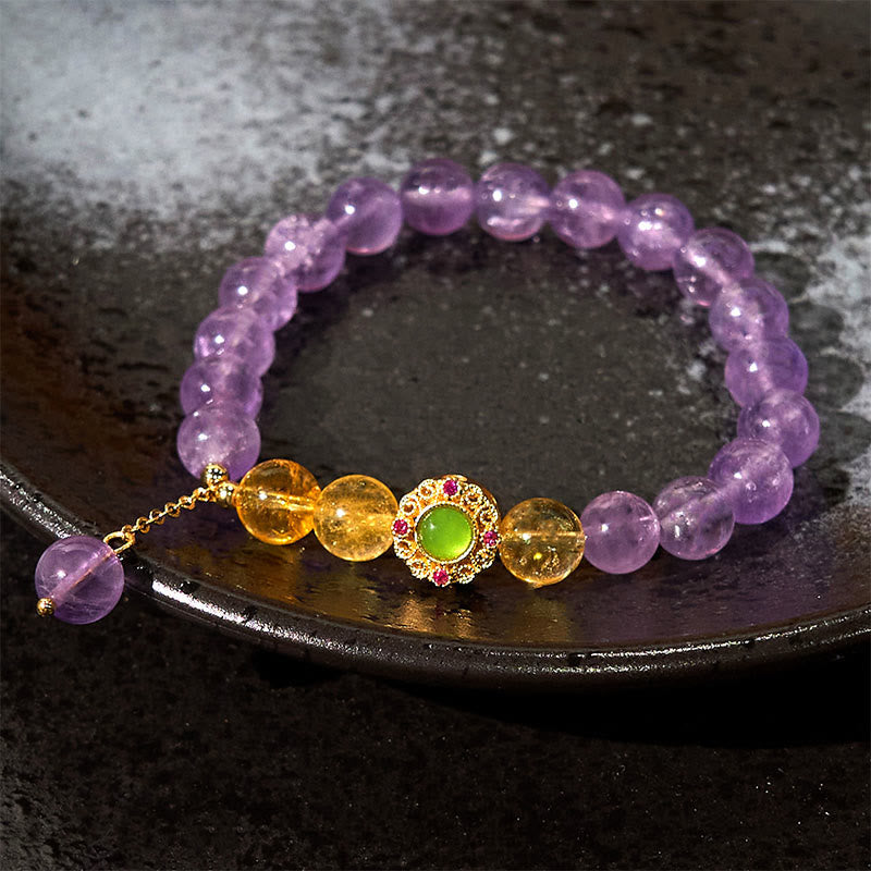 Bracelet de méditation et d'équilibre en améthyste naturelle de 8 mm pour la paix intérieure