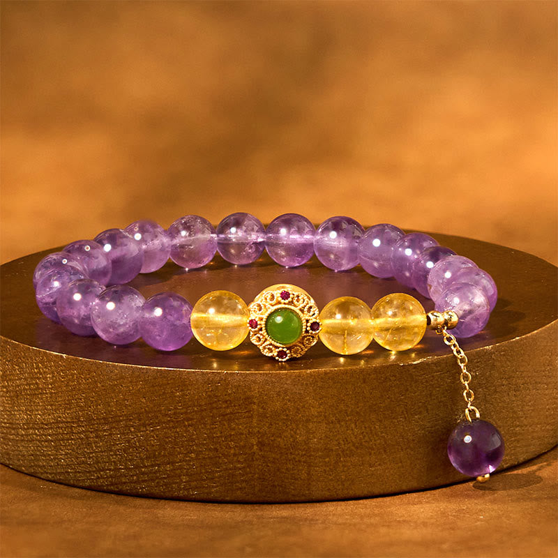 Bracelet de méditation et d'équilibre en améthyste naturelle de 8 mm pour la paix intérieure