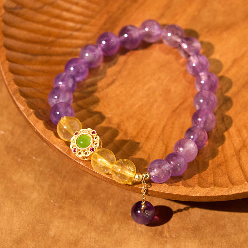 Bracelet de méditation et d'équilibre en améthyste naturelle de 8 mm pour la paix intérieure