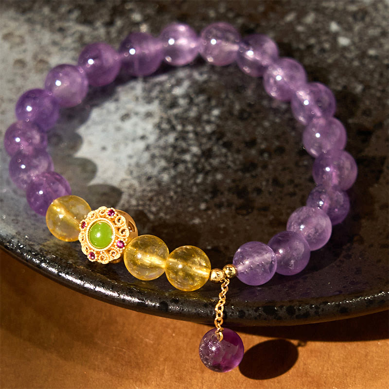 Bracelet de méditation et d'équilibre en améthyste naturelle de 8 mm pour la paix intérieure