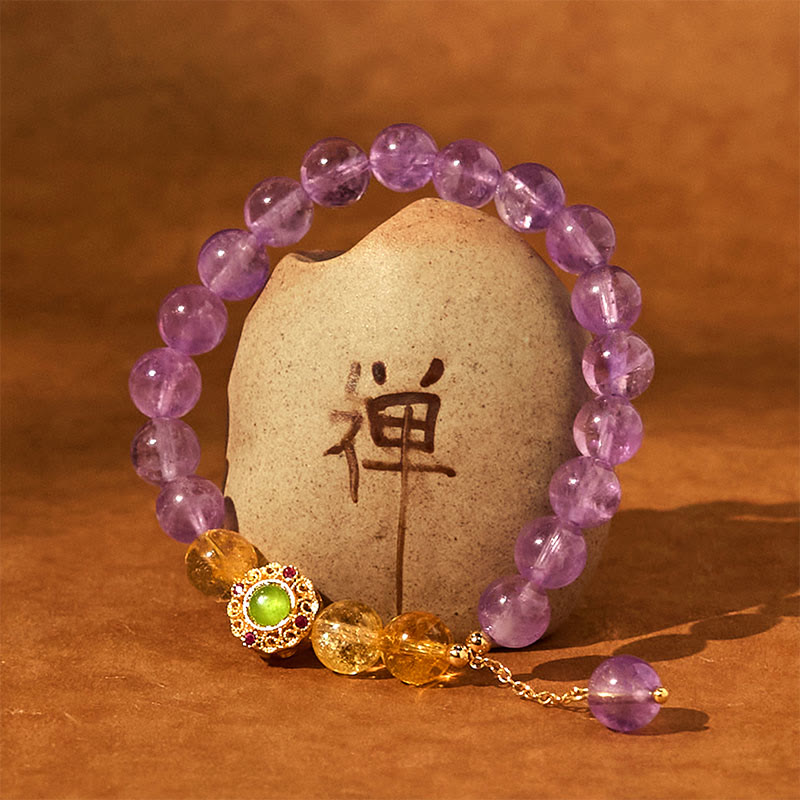 Bracelet de méditation et d'équilibre en améthyste naturelle de 8 mm pour la paix intérieure